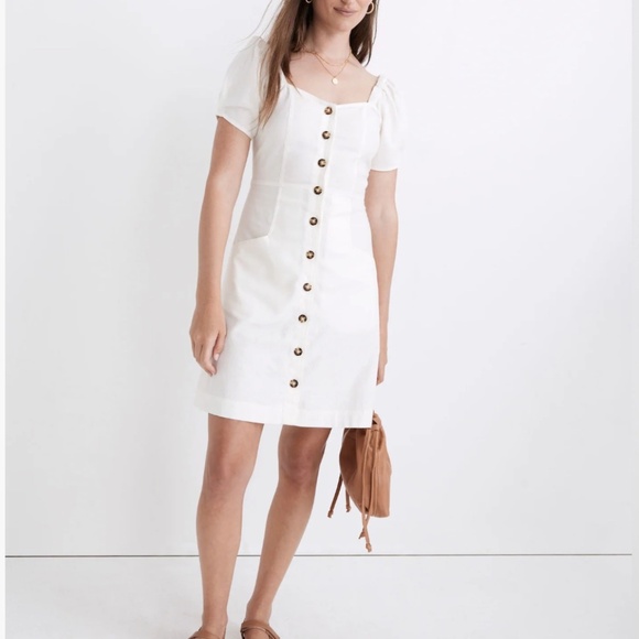 Madewell Linen-Cotton Puff-Sleeve Mini Dress - Picture 2 of 13